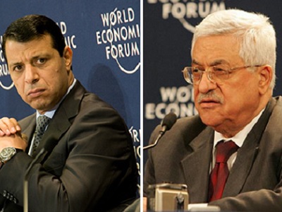 Mahmoud Abbas (R) accused his main Fatah rival Mohammed Dahlan, of involvement in six murders.